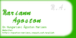 mariann agoston business card